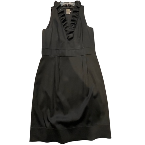 TAYLOR Little Black Dress Ruffle Neck Dress Size 2 - Picture 2 of 8